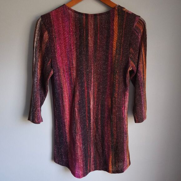 Cocomo Glitter Tunic Blouse Womens Medium Striped Keyhole Fairy Grunge Boho Knit - Picture 5 of 9